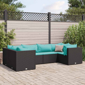 Patio Lounge Set Black, Water Blue