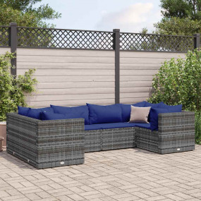Patio Lounge Set Grey PE rattan 6-piece set Modular