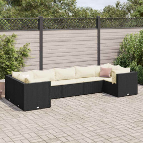Patio Lounge Set Black, Cream