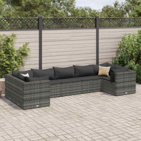 Patio Lounge Set Gray, Anthracite PE rattan, powder-coa...