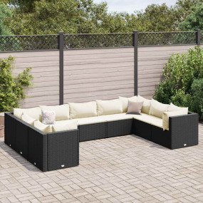 Patio Lounge Set Black, Cream White