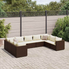 Patio Lounge Set Brown PE Rattan 9 Piece Set