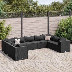 Patio Lounge Set Black PE Rattan Lounge Set