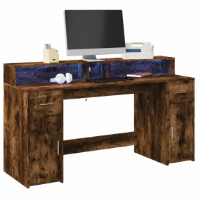 Desk Smoked Oak Engineered Wood 63 inch width Desk Rect...