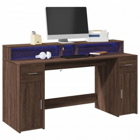Desk Brown Oak Engineered Wood Standard Desk Rectangula...