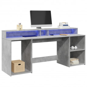 Desk Concrete Grey Engineered Wood Large Desk Rectangul...