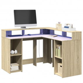 Desk Sonoma Oak Engineered Wood L-shaped Desk Rectangul...