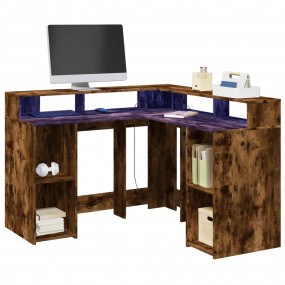 Desk Smoked oak Engineered wood Compact Corner Desk Mod...