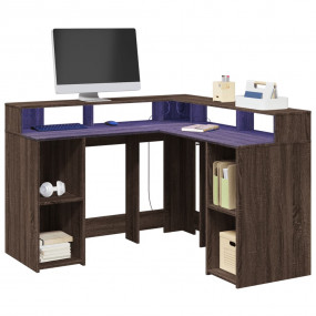 Desk Brown Oak Engineered Wood 51.2x51.2x35.8 in Desk O...