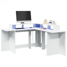 Desk White Engineered wood Compact Desk Modern L-Shaped...