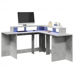 Desk Concrete Gray Engineered Wood L-shaped, Corner siz...