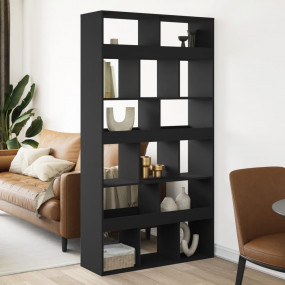 Room Divider Black Engineered wood L Bookshelf Room Div...
