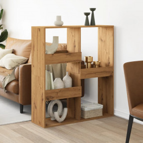 Room Divider Artisian Oak Engineered Wood Large Bookshe...