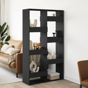 Room Divider Black Engineered Wood 39.4 x 13.0 x 68.9 i...