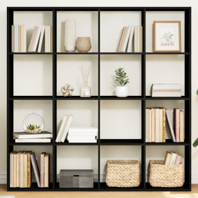 Book Cabinet Black Engineered Wood 54.1x11.4x54.1 in Bo...