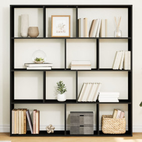 Book Cabinet Black Engineered Wood Tall Book Cabinet