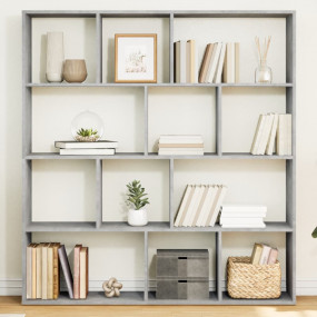Book Cabinet Concrete Gray Engineered Wood Tall Book Ca...
