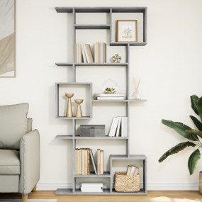 Book Cabinet Concrete Grey Engineered Wood Tall Book Ca...