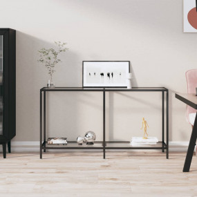 Console Table Transparent Tempered glass, powder-coated...