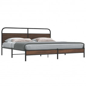Bed Frame Brown oak Steel, engineered wood Super King B...