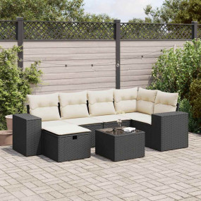 Garden Sofa Set Black and Cream White