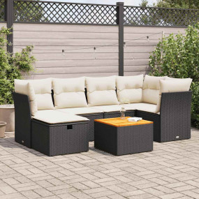 Garden Sofa Set Black PE Rattan 7 Piece Modular Garden ...