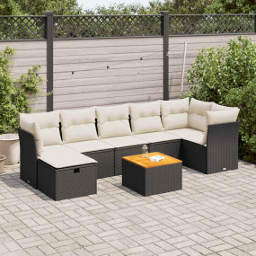 Garden Sofa Set Black PE Rattan Large Adjustable Armres...