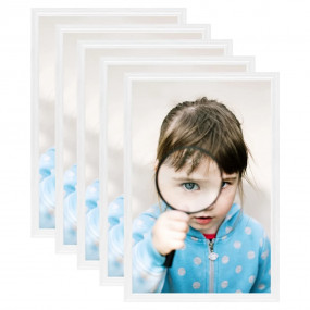 Photo Frame Set of 5 White MDF, PS (polystyrene) 5 x 7 ...