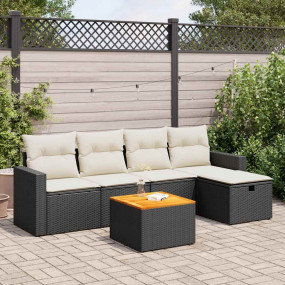 Garden Sofa Set Black and Cream White
