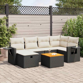 Garden Sofa Set Black, Black and Brown, Cream White