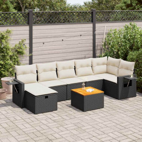 Garden Sofa Set Black, Cream White PE Rattan