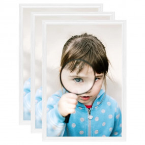 Photo Frame Set of 3 White MDF, Polystyrene 18 x 24 in