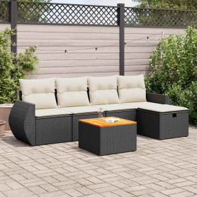 Garden Sofa Set Black PE rattan 6-piece set Adjustable ...