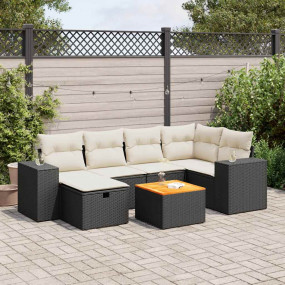 Garden Sofa Set Black PE rattan Large Adjustable Armres...