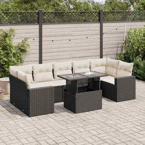 Garden Sofa Set Black PE Rattan Modular Adjustable Armr...