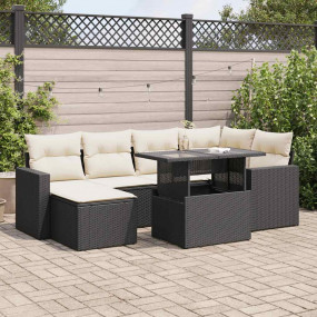 Garden Sofa Set Black, Cream white