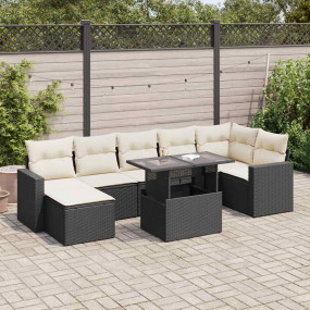 Garden Sofa Set Black, Cream white