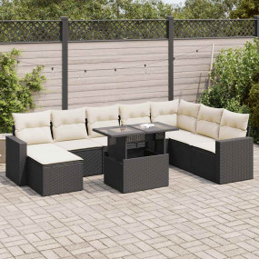 Garden Sofa Set Black, Cream White