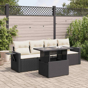 Garden Sofa Set Black and Cream White