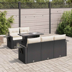 Garden Sofa Set Black PE rattan Medium Water-resistant ...