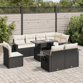 Garden Sofa Set Black PE Rattan 9 Piece Set Adjustable ...