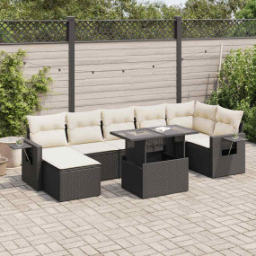 Garden Sofa Set Black PE Rattan 8 Piece Set Modular