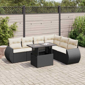 Garden Sofa Set Black and Cream White