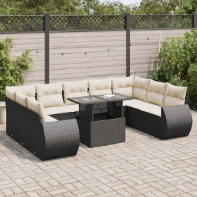 Garden Sofa Set Black PE Rattan Extra Large Garden Sofa...