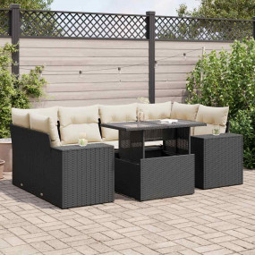Garden Sofa Set Black and Cream White