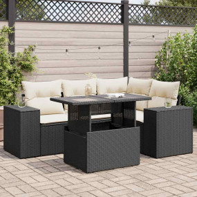 Garden Sofa Set Black, Cream white