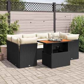 Garden Sofa Set Black, Cream White PE Rattan Adjustable...