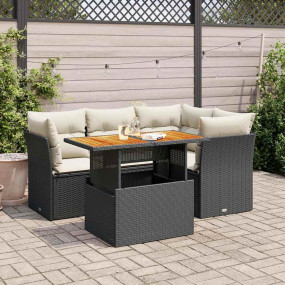 Garden Sofa Set Black and Cream White