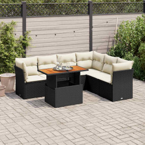 Garden Sofa Set Black and Cream White