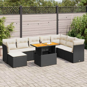 Garden Sofa Set Black and Cream White